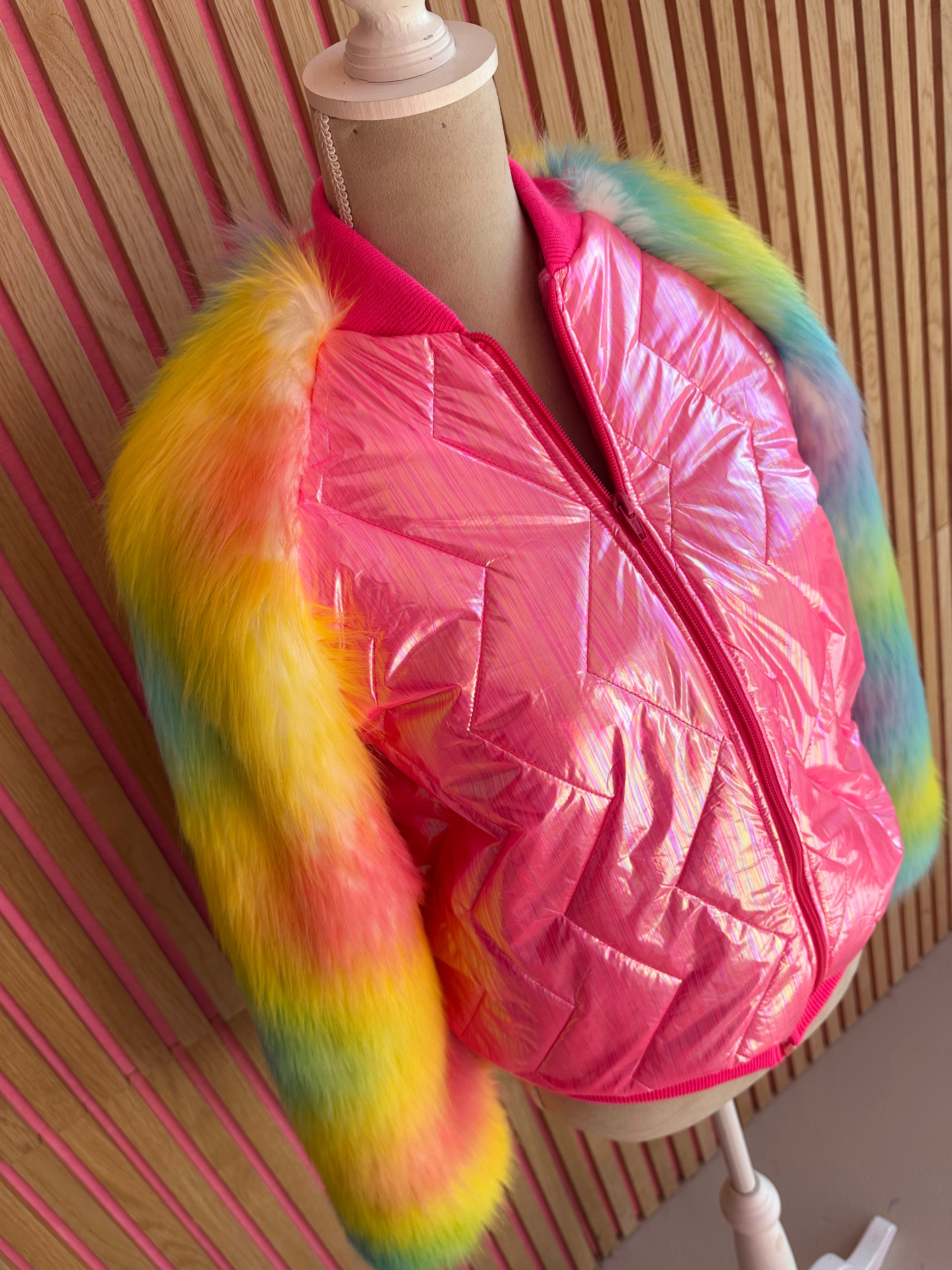 Bomberjack regenboog bont maat S