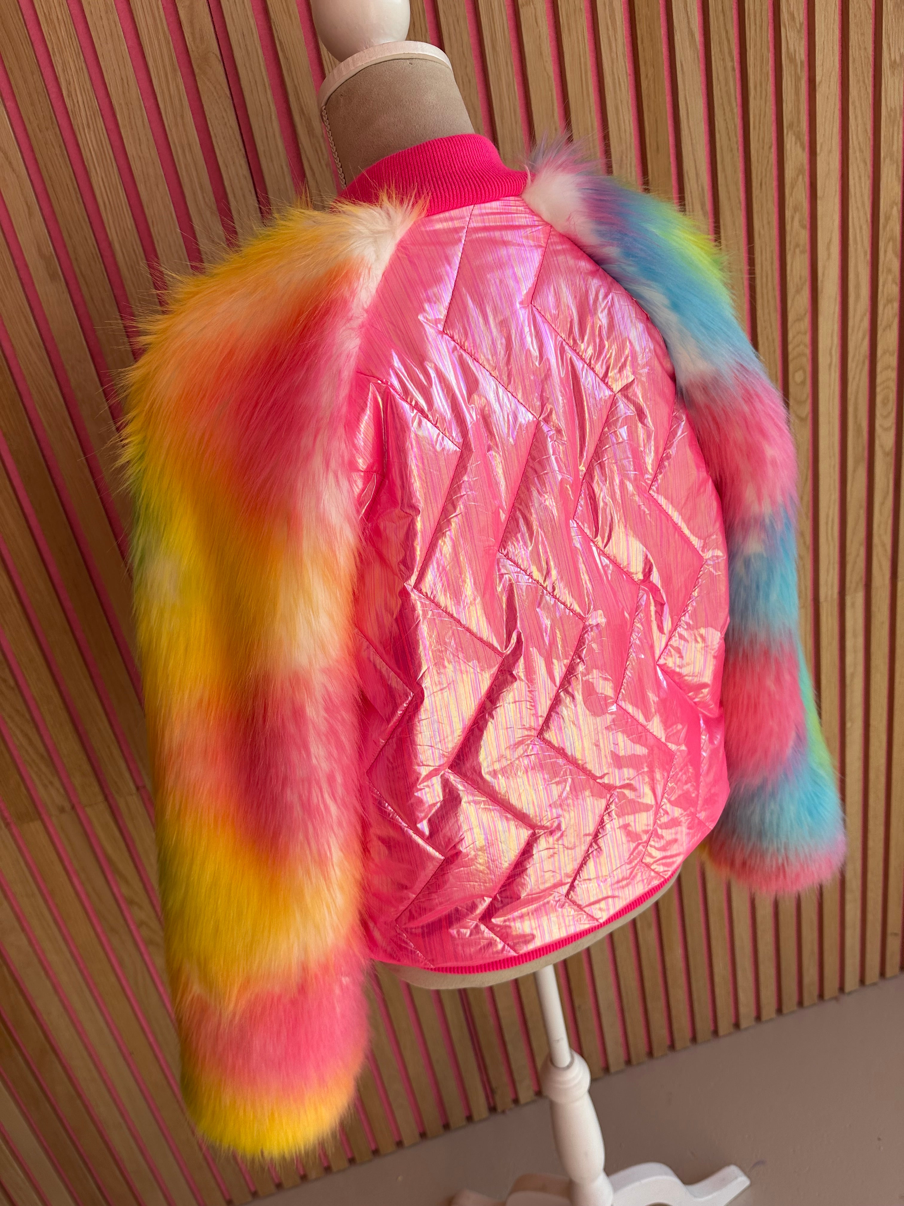 Bomberjack regenboog bont maat XL