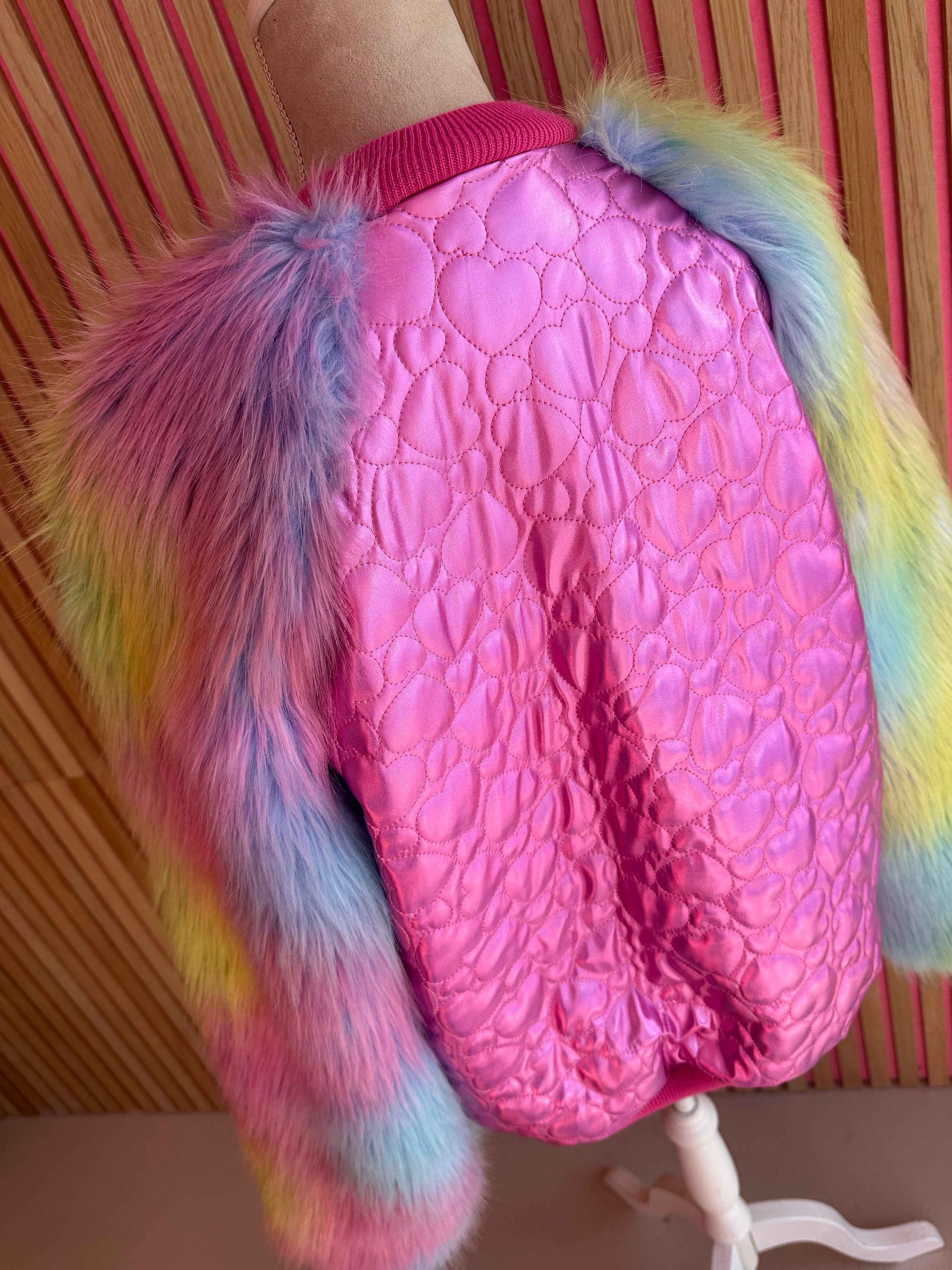 Bomberjack regenboog bont maat XL