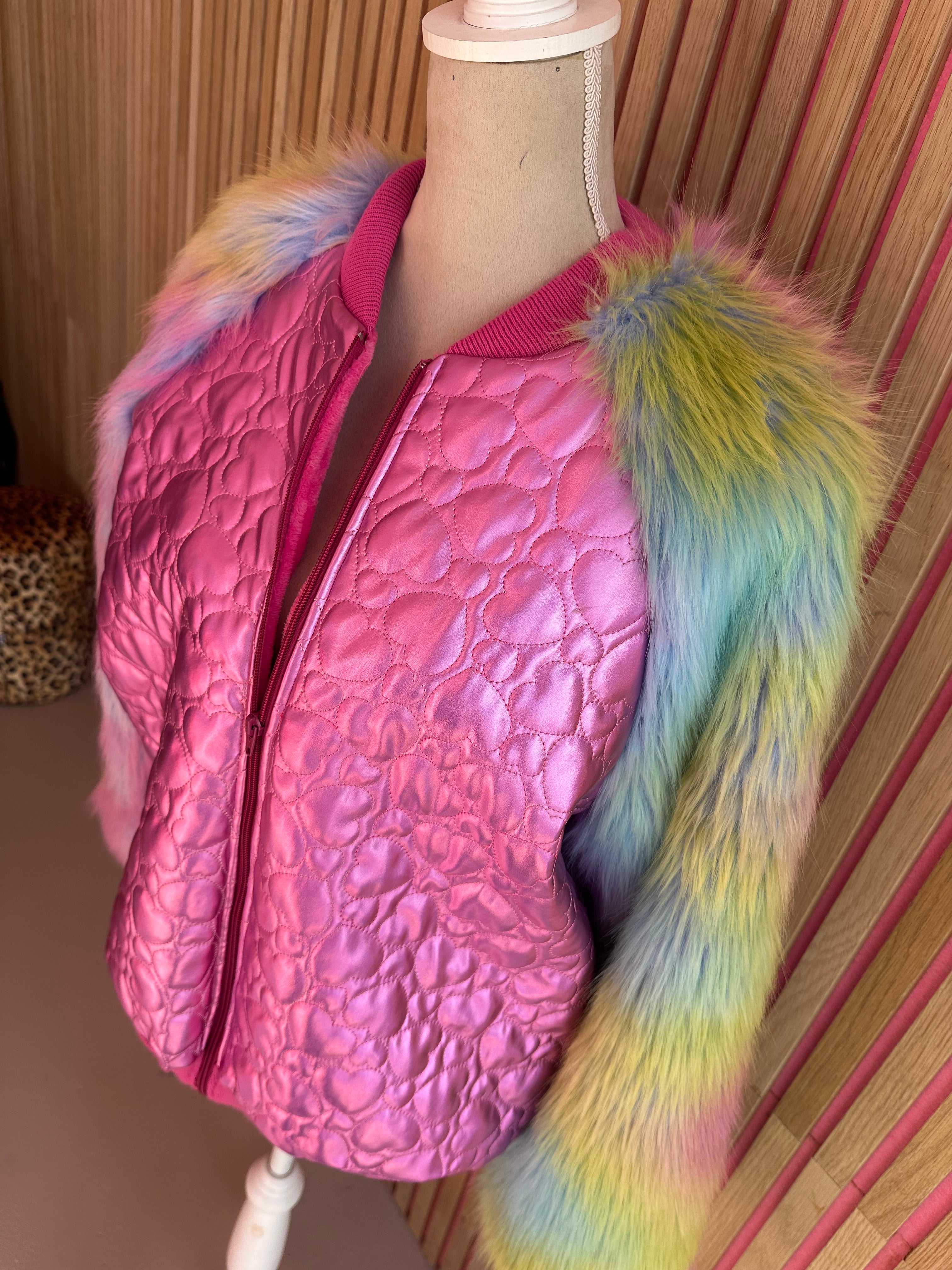 Bomberjack regenboog bont maat L