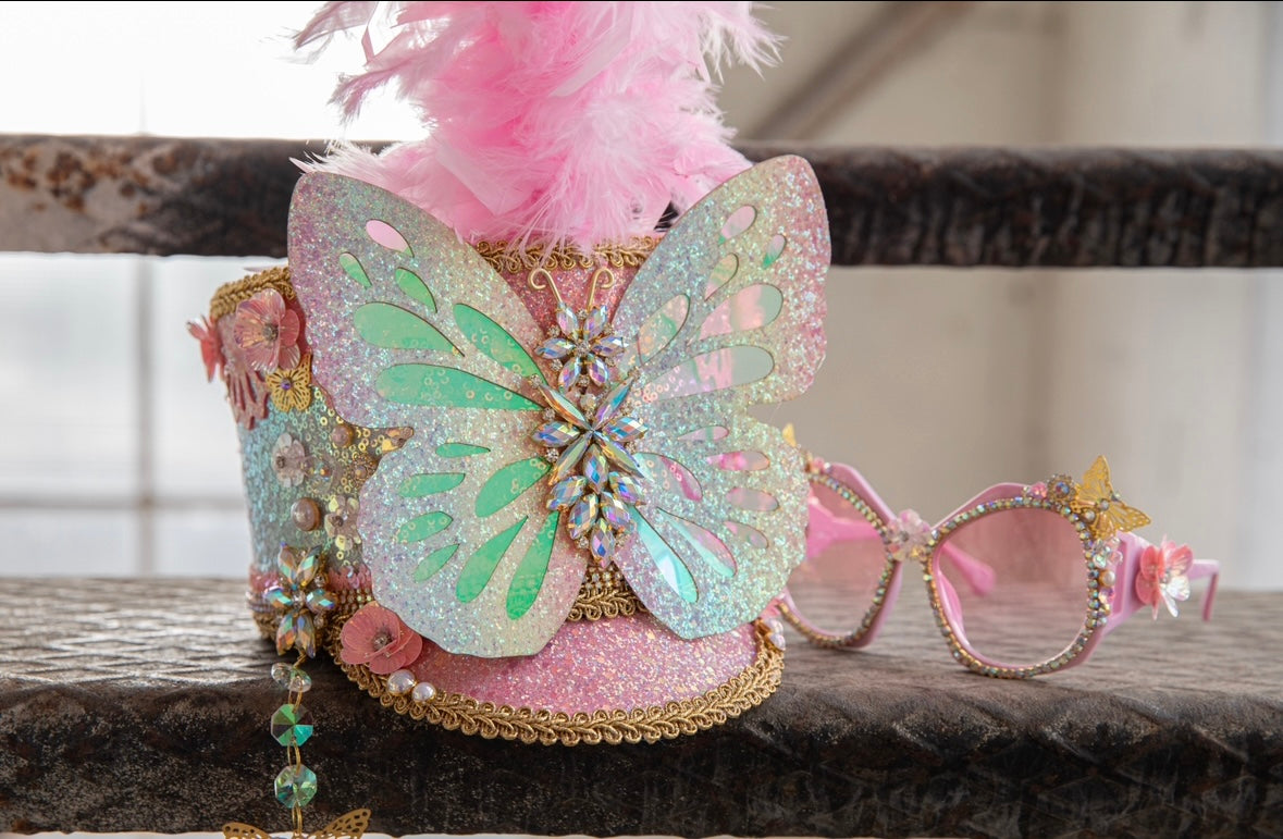 Hoed vlinder SALE roze