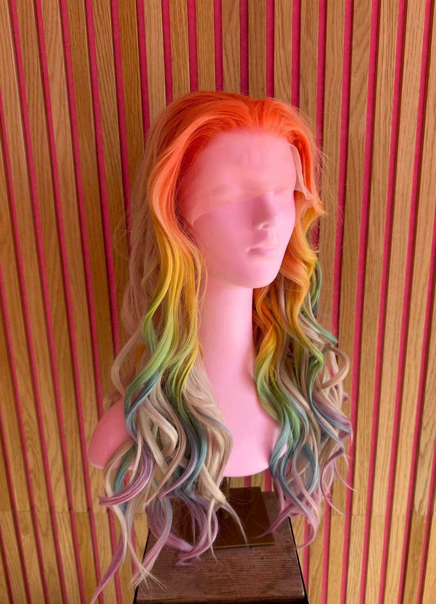 lace Front wig ash blond soft rainbow