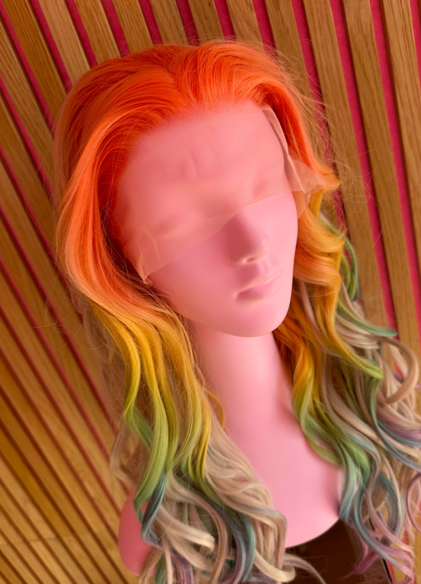 lace Front wig ash blond soft rainbow