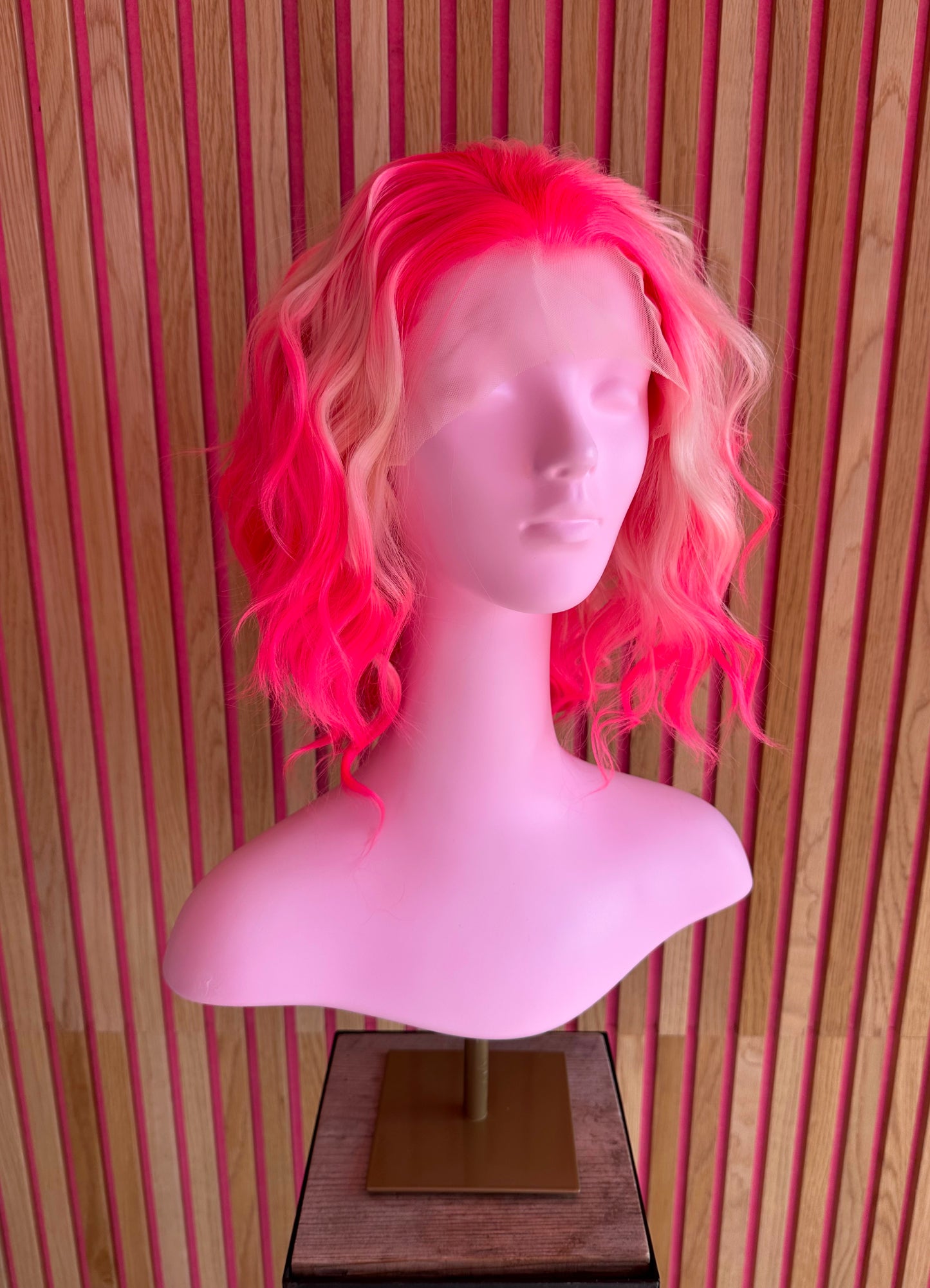 lace Front wigs neon pink bob